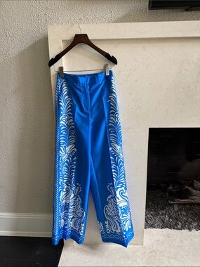 Zara - POPULAR SOLD OUT Blue Wide-Leg Printed Women's Pants